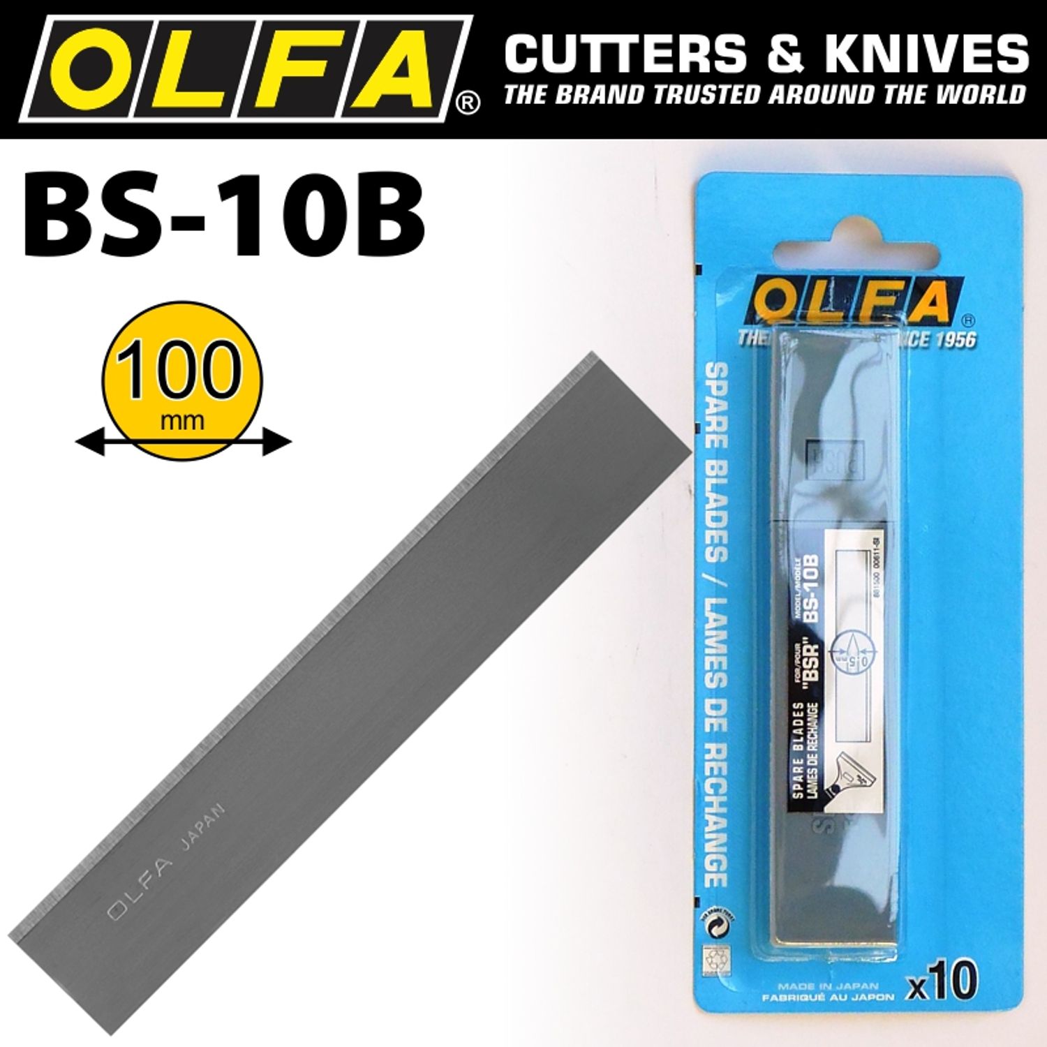 OLFA Scraper Blades X10 For Xsr Series 100mmx0.5mm